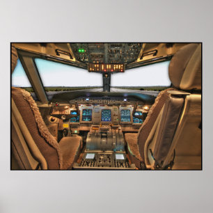 Commerciële jet airliner cockpit achtergrond poster