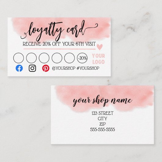 Commerciële loyaliteitskaartkorting aanbevelingskaartje (Voorkant / Achterkant)
