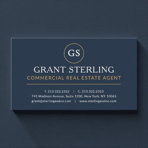 Commerciële makelaar Navy blauw Goud Luxe Visitekaartje