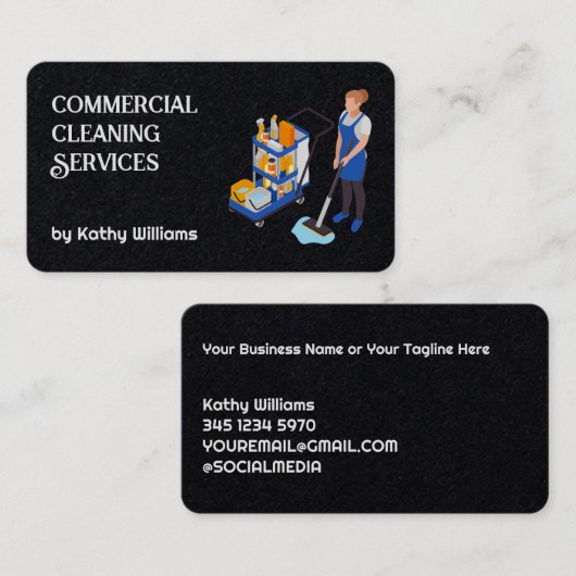 Commerciële reinigingspremie visitekaartje (Voorkant / Achterkant)