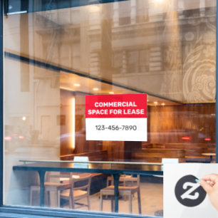Commerciële ruimte te huur Telefoonnummer Wit Rood Raamsticker