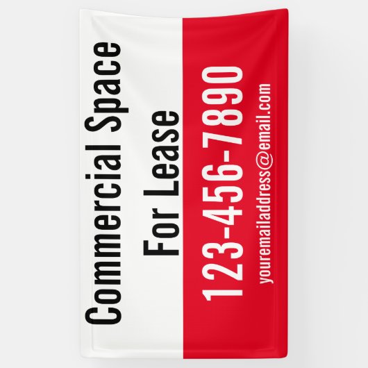 Commerciële ruimte voor lease rood wit zwarte tele spandoek (Verticaal)