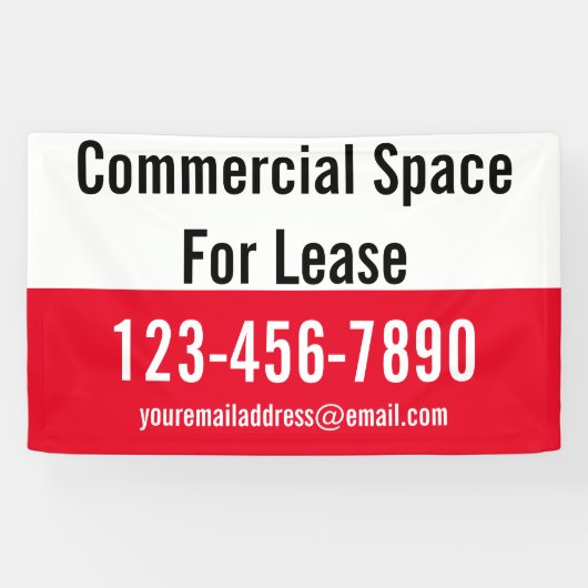 Commerciële ruimte voor lease rood wit zwarte tele spandoek (Horizontaal)