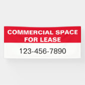 Commerciële Ruimte voor Lease & Telefoon Rood Wit  Spandoek (Horizontaal)