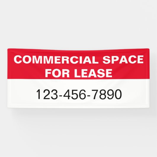 Commerciële Ruimte voor Lease & Telefoon Rood Wit  Spandoek (Horizontaal)