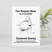 Commerciële Schoonmaak Cartoon Design Kaart (Staand voorkant)