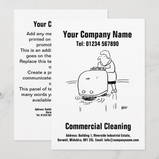 Commerciële Schoonmaak Cartoon Ontwerp Kaart (Voorkant / Achterkant)