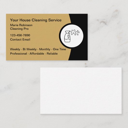 commerciële schoonmaakdienst voor woningen visitekaartje (Voorkant / Achterkant)