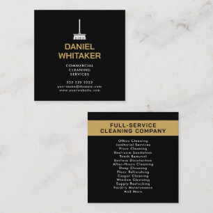Commerciële Schoonmaakdiensten Black & Gold Vierkante Visitekaartje