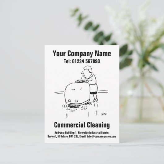 Commerciële schoonmaakprogramma-Cartoon om u te pe Briefkaart (Staand voorkant)