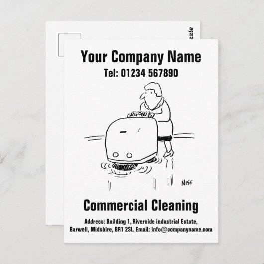 Commerciële schoonmaakprogramma-Cartoon om u te pe Briefkaart (Voorkant / Achterkant)