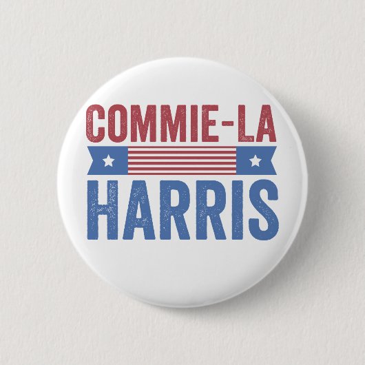 Commie-La Harris 2024 Funny Anti Kamala Harris Ronde Button 5,7 Cm (Voorkant)