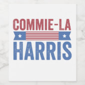 Commie-La Harris 2024 Funny Anti Kamala Harris Wijn Etiket (Enkel label)