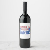 Commie-La Harris 2024 Funny Anti Kamala Harris Wijn Etiket (Voorkant)