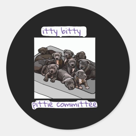 commissie Itty Bitty Pittie Ronde Sticker (Voorkant)