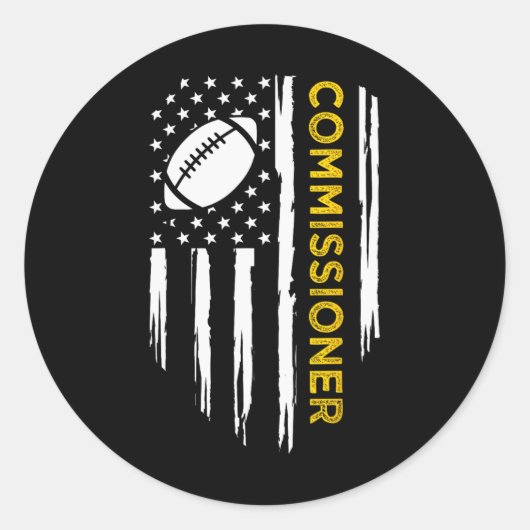 Commissioner Fantasy Football - Amerikaanse Commis Ronde Sticker (Voorkant)