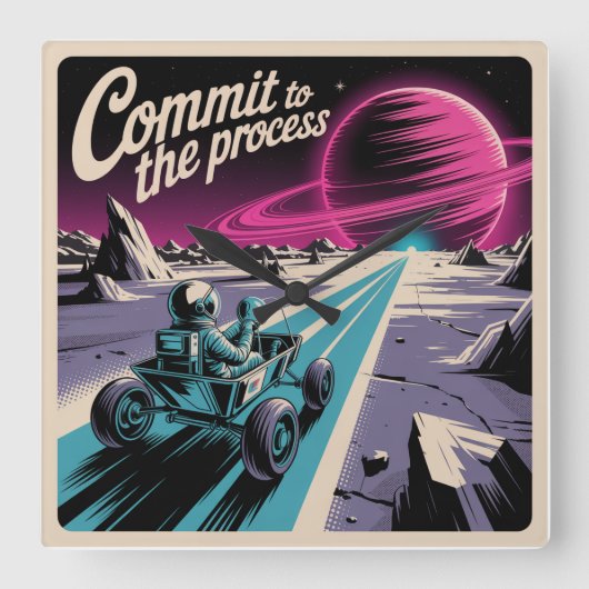 Commit To The Process Vierkante Klok (Voorkant)