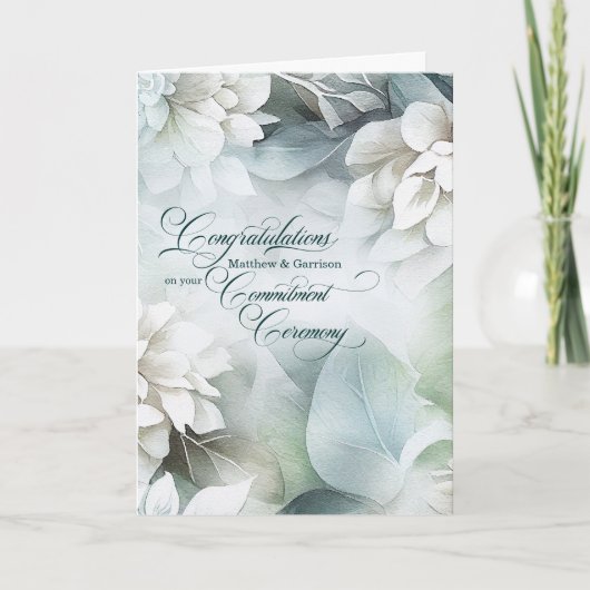 Commitment Ceremony Congratulations White Magnoli Kaart (Voorkant)