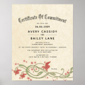 "Commitment Ceremony" (Floral Wedding Certificate) Poster (Voorkant)
