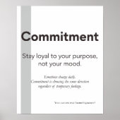 Commitment Citaat Minimalistische Kantoor Muur Kun Poster (Voorkant)