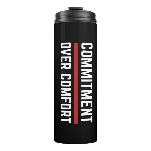 Commitment Over Comfort Gym Thermische Tumbler Thermosbeker (Voorkant)