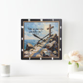 Commitment's Hour: Embrace Your Cross Vierkante Klok (Huis)