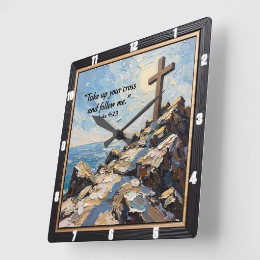 Commitment's Hour: Embrace Your Cross Vierkante Klok (Hoek)