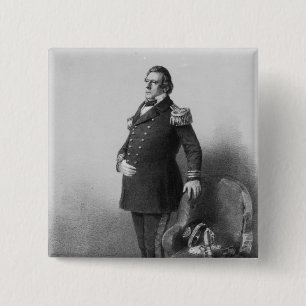 Commodore Matthew Calbraith Perry Vierkante Button 5,1 Cm