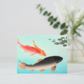 Common and Golden Carp, fijne kunst van Ohara Koso Briefkaart (Staand voorkant)