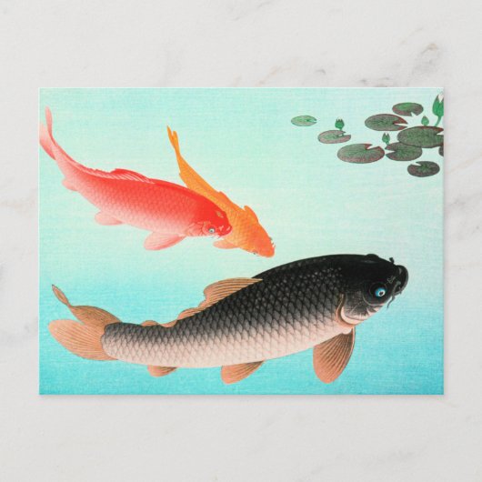 Common and Golden Carp, fijne kunst van Ohara Koso Briefkaart (Voorkant)