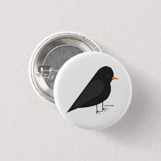 Common Blackbird button (Voorkant /achterkant)