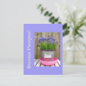 Common blue hyacints easter groet - italiaans feestdagenkaart (Staand voorkant)