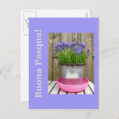 Common blue hyacints easter groet - italiaans feestdagenkaart (Voorkant / Achterkant)