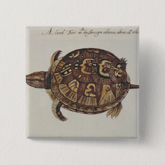 Common Box Tortoise Vierkante Button 5,1 Cm (Voorkant)