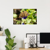 Common Buckeye Butterfly in Garden Poster (Thuiskantoor)