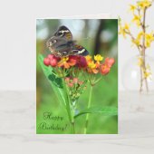 Common Buckeye Butterfly SIL Birthday Kaart (Gele Bloem)