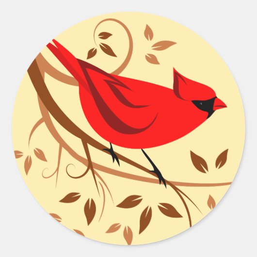 Common Cardinale Bird Ronde Sticker (Voorkant)