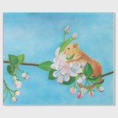 Common Dormouse on blooming branch of apple tree Cadeaupapier (Vlak)