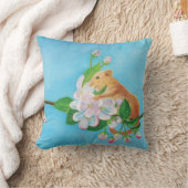 Common Dormouse on blooming branch of apple tree Kussen (Deken)