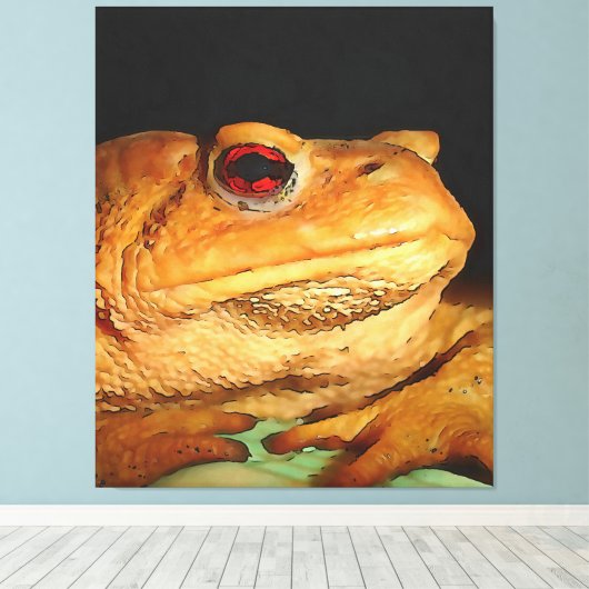 Common European Toad Bufo Black Outline Art Canvas Afdruk (Insitu (Houten vloer))