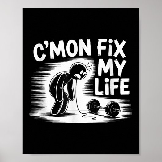 Common Fix My Life Dumbbell Design Grappige Fitnes Poster (Voorkant)