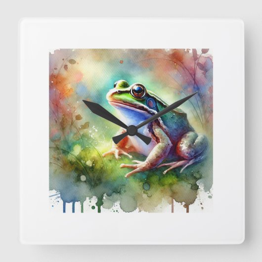 Common frog 131024AREF112 - Watercolor Vierkante Klok (Voorkant)