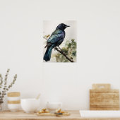 Common Grackle Bird Art Print Poster (Keuken)