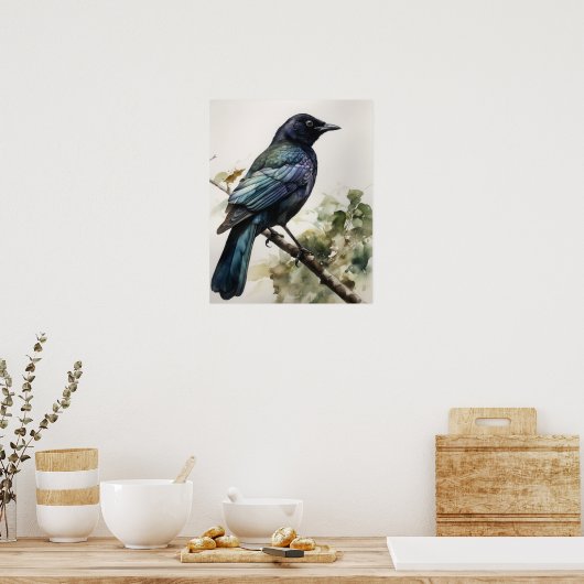 Common Grackle Bird Art Print Poster (Keuken)
