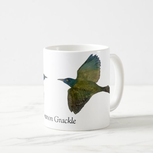 Common Grackle White Coffee Mok (Voorkant rechts)