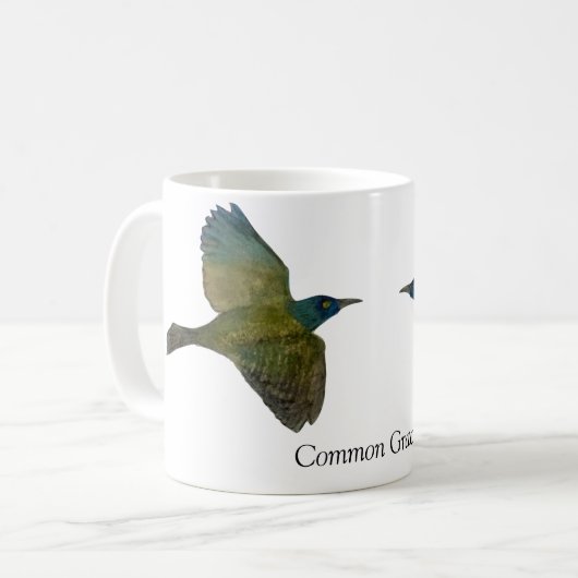 Common Grackle White Coffee Mok (Voorkant links)
