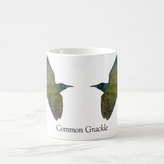 Common Grackle White Coffee Mok (Center)