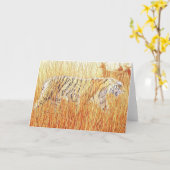 "Common Ground" Tijger in gras Kaart (Gele Bloem)