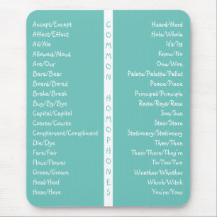 Common Homophones English Spelling Reference Guide Muismat