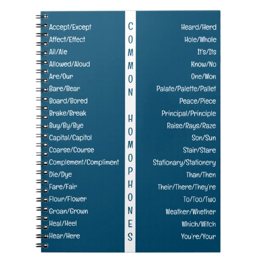 Common Homophones English Spelling Reference Guide Notitieboek (Voorkant)